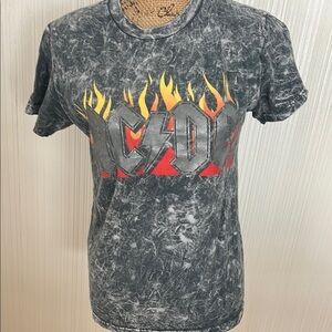 AC/DC Graphic Tee with Flame Design